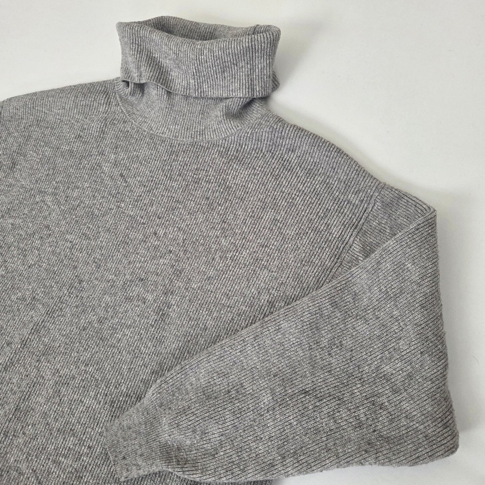 Free‎ People Women's Gray Ribbed Knit Tunic Turtleneck Pullover Sweater Size M